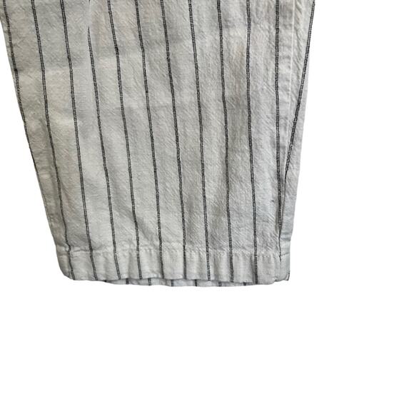 Uniqlo White Striped Linen Blend Pants High Rise Slim Straight Trousers Size M - Picture 13 of 14